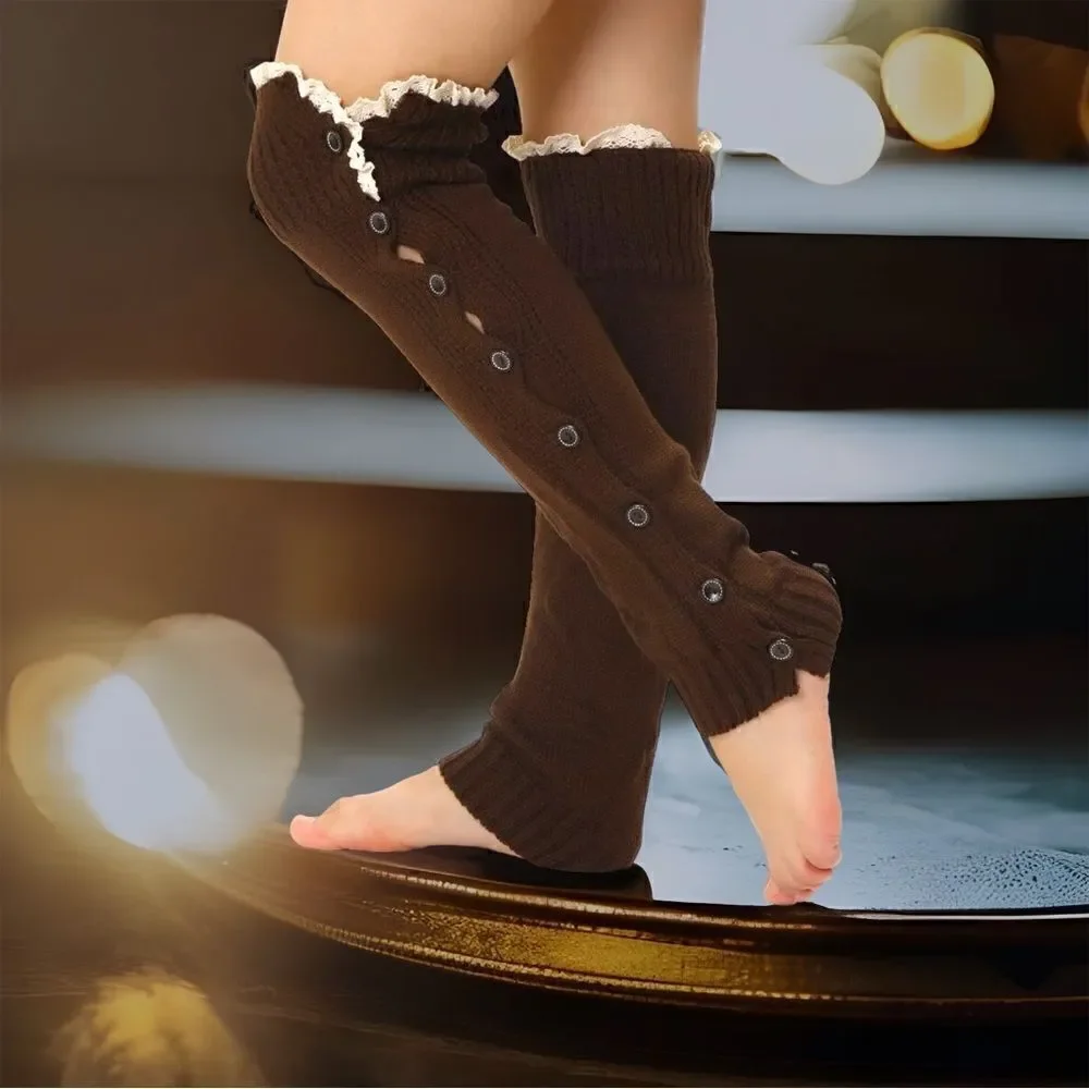Frill top l Button-up l Brown l Long Leg Warmers l New
